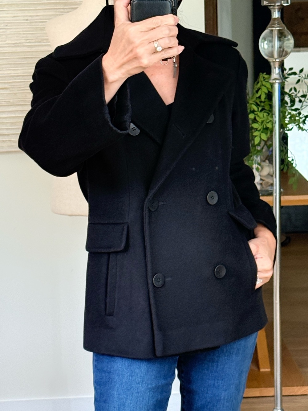Vintage black peacoat fabric by Loro Pianna size 2